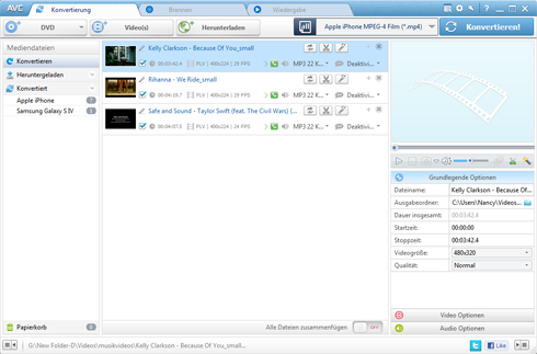 Hauptfenster von Any Video Converter Pro.