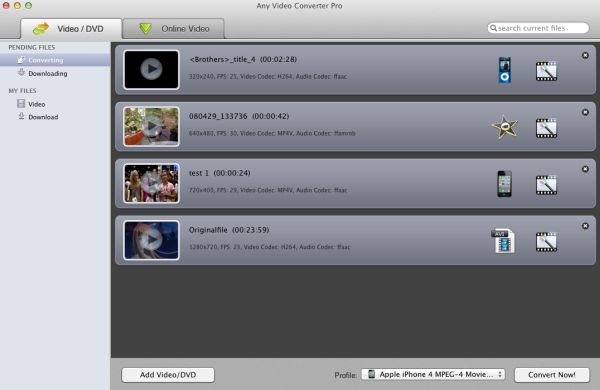 Main Window of FLV Video Converter for Mac
