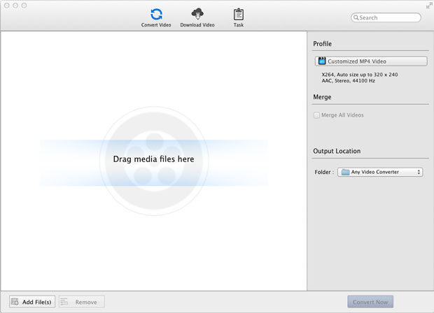 main windows of Any Video Converter: Mac video converter, Mac AVI Converter on Mac OSX