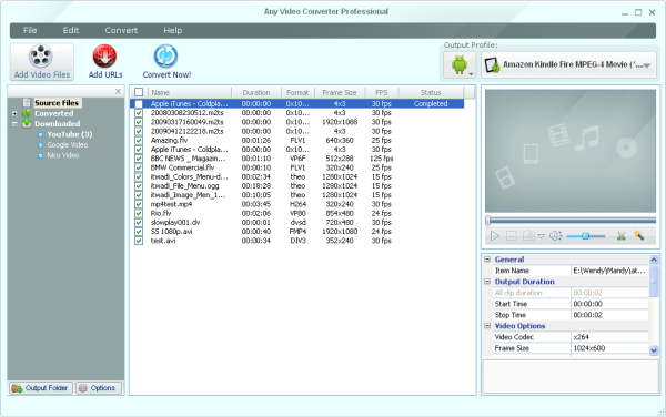 Main Window of Samsung Galaxy Tab 10.1 video converter