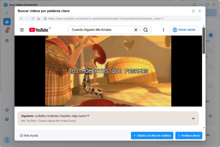 navegador de YouTube integrado