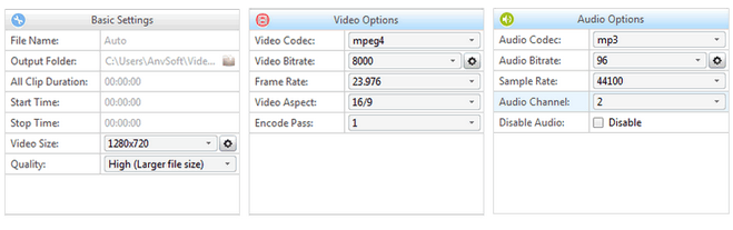 customize the output setting