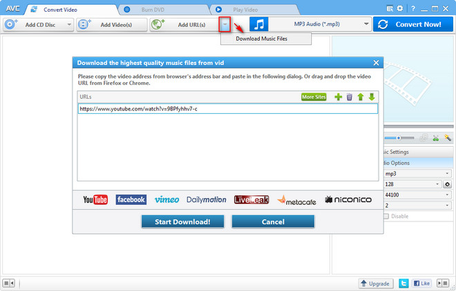 Add YouTube music video URL