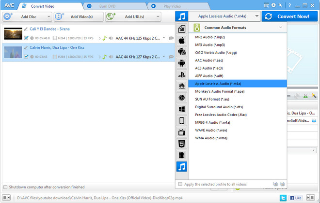 Convert YouTube video to m4a