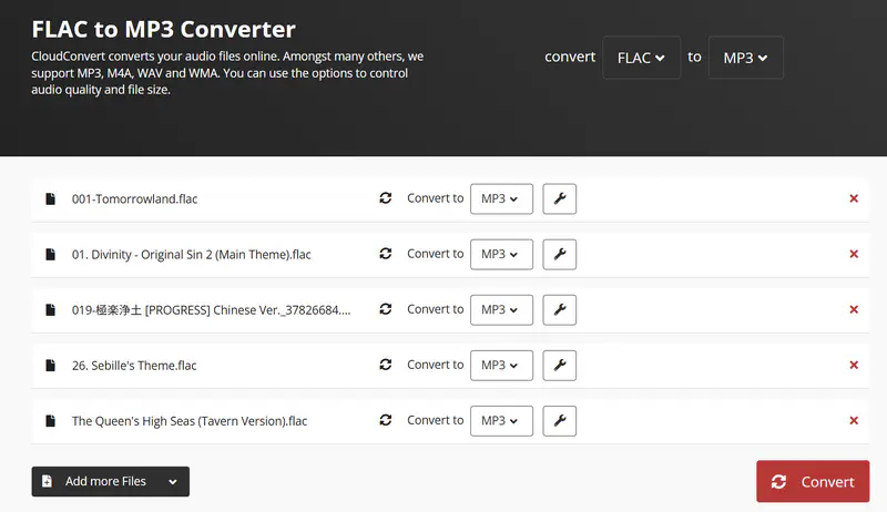 convert flac to mp3 with cloudconvert