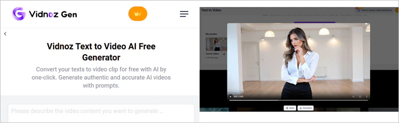 vidnoz ai video generator free no sign up
