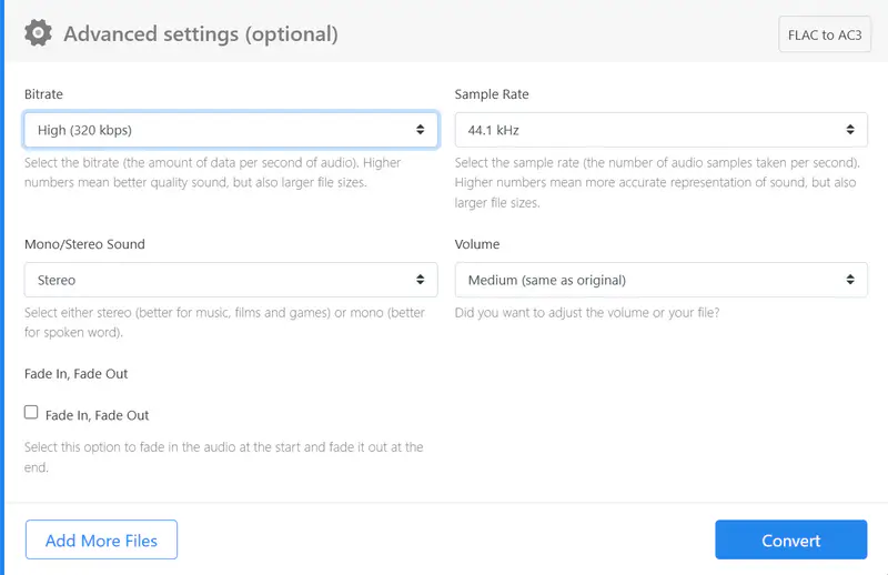 audio options for mp3