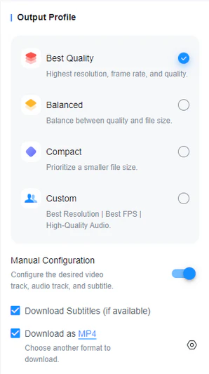 youtube output profile